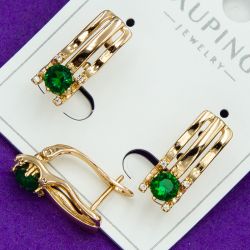 Серьги Xuping№1866 оригинальные с цирконом зеленого цвета бижутерия Харьков оптом.