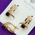 Серьги Xuping№1868 оригинальные с цирконом черного цвета бижутерия Харьков оптом.