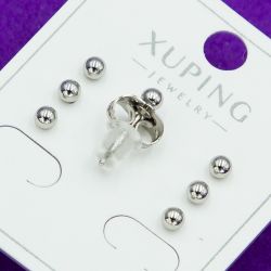 Гвоздики Xuping№1884 цена за 3 пары шарики под серебро бижутерия Харьков оптом.