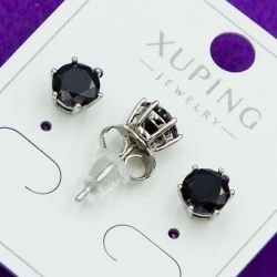 Гвоздики Xuping№1887 черный циркон на основе под серебро бижутерия Харьков оптом.