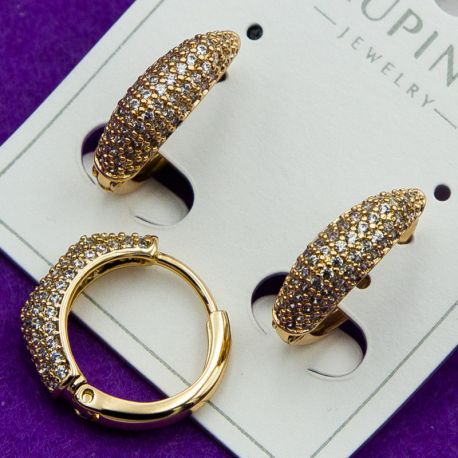 Серьги Xuping№1894 на круглом замке с цирконами медицинское золото куплю оптом.