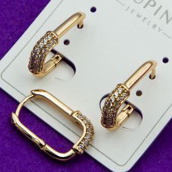 Серьги Xuping№1896 прямоугольные с цирконами белого цвета медицинское золото куплю оптом.