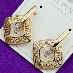 Серьги Xuping№1897 ромбы с орнаментом медицинское золото куплю оптом.