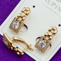Серьги Xuping№1899 интересный дизайн с белым цирконом медицинское золото куплю оптом.