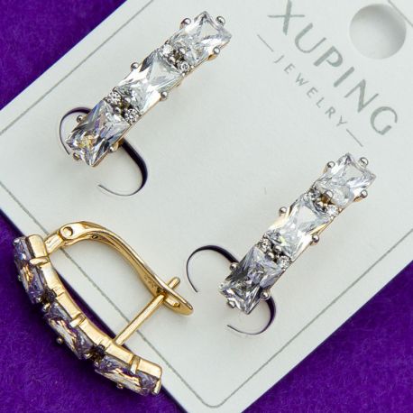Серьги Xuping№1905 с белыми цирконами бижутерия Харьков оптом.