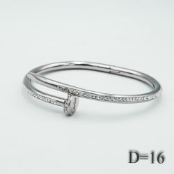 Браслет сталь№527 16 см гвоздь Cartier с дорожкой из белых цирконов купить оптом бижутерию сталь недорого.