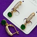 Серьги Xuping№1920 с большим зеленым цирконом куплю бижумаркет Харьков оптом.