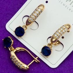 Серьги Xuping№1921 с большим синим цирконом куплю бижумаркет Харьков оптом.