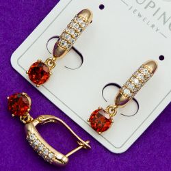 Серьги Xuping№1923 с большим красным цирконом куплю бижумаркет Харьков оптом.