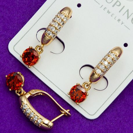 Серьги Xuping№1923 с большим красным цирконом куплю бижумаркет Харьков оптом.