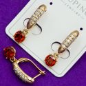Серьги Xuping№1923 с большим красным цирконом куплю бижумаркет Харьков оптом.