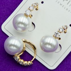 Серьги Xuping№1934 с большой белой жемчужиной куплю оптом недорого бижумаркет.