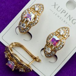 Серьги Xuping№1937 с перламутровым цирконом бижутерия Харьков оптом.