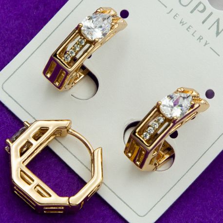 Серьги Xuping№1938 полукольцо геометрической формы бижутерия Харьков оптом.
