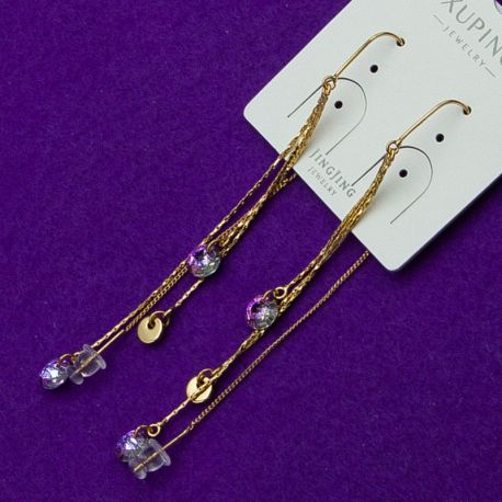 Серьги Xuping№1961 висюльки с камнями Swarovski куплю оптом недорого бижумаркет.