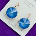 Серьги Xuping№1964 с круглым камнем Swarovski голубого цвета куплю оптом недорого бижумаркет.