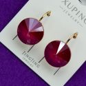 Серьги Xuping№1965 с круглым камнем Swarovski бордового цвета куплю оптом недорого бижумаркет.