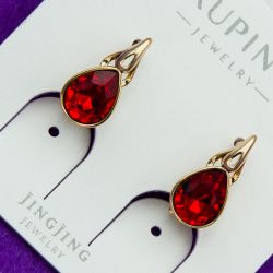 Серьги Xuping№1974 камень Swarovski в виде капли красного цвета медицинское золото куплю оптом.