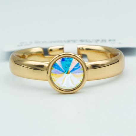 Кольцо Xuping№147 17.18р Swarovski перламутрового цвета на основе под золото куплю оптом медицинский сплав бижутерию.