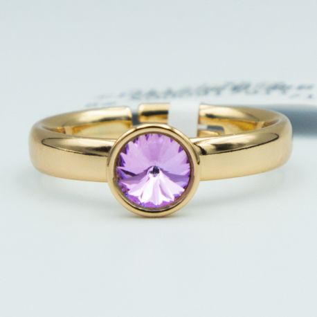 Кольцо Xuping№149 18р Swarovski сиреневого цвета на основе под золото куплю оптом медицинский сплав бижутерию.