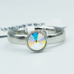 Кольцо Xuping№151 16р Swarovski перламутрового цвета на основе под серебро куплю оптом медицинский сплав бижутерию.