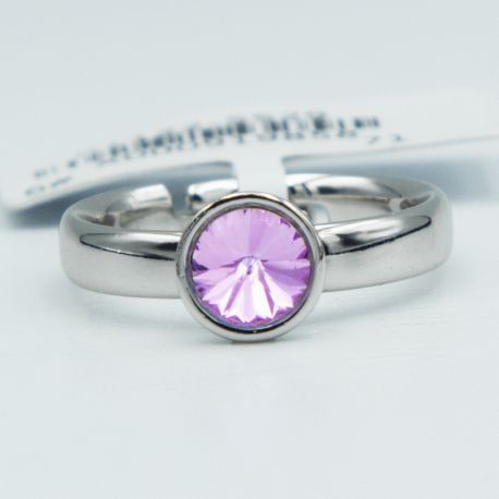 Кольцо Xuping№152 16р Swarovski сиреневого цвета на основе под серебро куплю оптом медицинский сплав бижутерию.