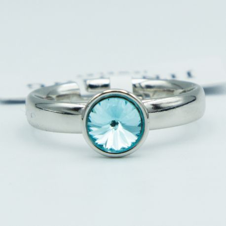 Кольцо Xuping№153 16р Swarovski голубого цвета на основе под серебро куплю оптом медицинский сплав бижутерию.