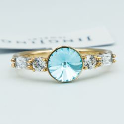Кольцо Xuping№155 16.17.18.19р Swarovski синего цвета на основе под серебро куплю оптом медицинский сплав бижутерию.
