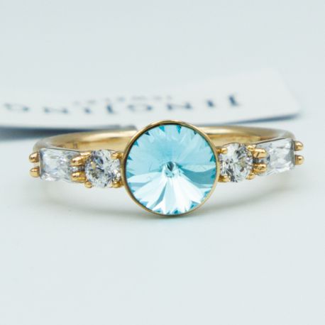 Кольцо Xuping№155 16.17.18.19р Swarovski синего цвета на основе под серебро куплю оптом медицинский сплав бижутерию.