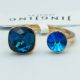 Кольцо Xuping№157 17р 8х8 Swarovski синего цвета на основе под золото куплю оптом медицинский сплав бижутерию.