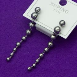 Серьги Xuping№1975 50 мм протяжки с шариками бижутерия Харьков оптом.