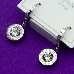 Серьги Xuping№1981 9 мм, камень - 6 мм Bulgari бижутерия Харьков оптом.