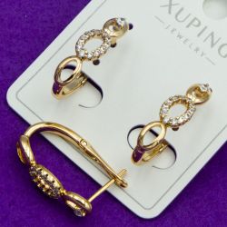 Серьги Xuping№1986 21 мм оригинальный дизайн куплю оптом медицинский сплав бижутерию.