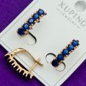 Серьги Xuping№2001 с синими цирконами на английском замке куплю оптом недорого бижумаркет.