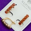 Серьги Xuping№2007 с цирконами оранжево-красного цвета на английском замке бижутерия Харьков оптом.