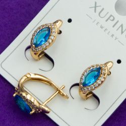 Серьги Xuping№2011 с голубым камнем в форме маркиз на английском замке бижутерия Харьков оптом.