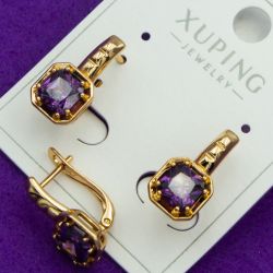 Серьги Xuping№2024 с сиреневым цирконом куплю оптом медицинский сплав бижутерию.