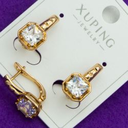 Серьги Xuping№2026 с белым цирконом куплю оптом медицинский сплав бижутерию.
