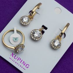 Комплект Xuping№115 цветок с цирконами изделия из медицинского золота от производителя оптом.