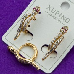 Серьги Xuping№2034 змея на круглом замке куплю оптом медицинский сплав бижутерию.
