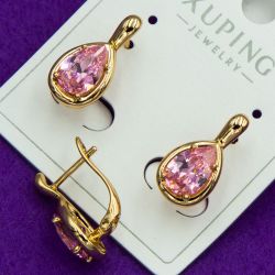 Серьги Xuping№2038 розовая капля на английском замке бижутерия Харьков оптом.