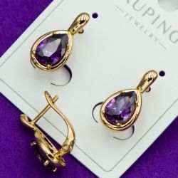 Серьги Xuping№2039 фиолетовая капля на английском замке бижутерия Харьков оптом.