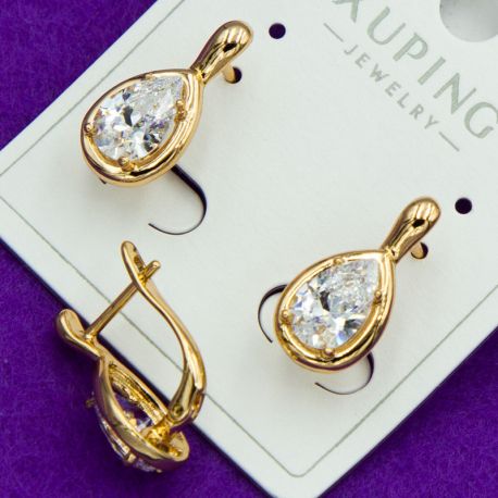 Серьги Xuping№2040 белая капля на английском замке бижутерия Харьков оптом.