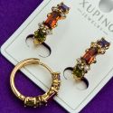 Серьги Xuping№2056 с цирконами разного цвета на круглом замке куплю оптом медзолото медсплав сережки бижумаркет.