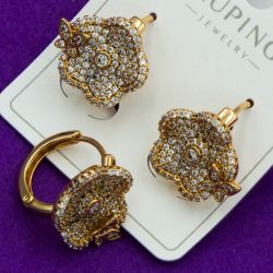 Серьги Xuping№2062 цветок с белыми цирконами бижутерия Харьков оптом.