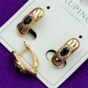 Серьги Xuping№2063 с черным цирконом на английском замке бижутерия Харьков оптом.