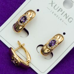 Серьги Xuping№2064 с сиреневым цирконом на английском замке бижутерия Харьков оптом.