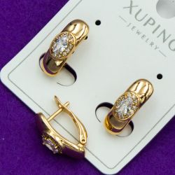 Серьги Xuping№2071 с белыми цирконами на английском замке бижутерия Харьков оптом.