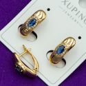 Серьги Xuping№2072 с синим цирконом на английском замке бижутерия Харьков оптом.