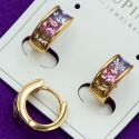 Серьги Xuping№2076 круглый замок с цирконами разного цвета куплю оптом медзолото медсплав сережки бижумаркет.